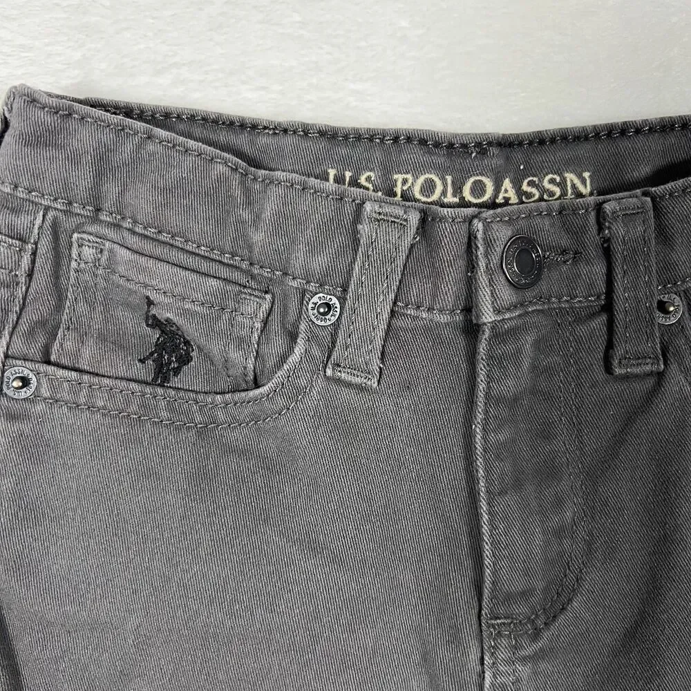 US Polo Assn Boys Size 6 Jeans Gray Straight Leg 5 Pocket Cotton Stretch Denim